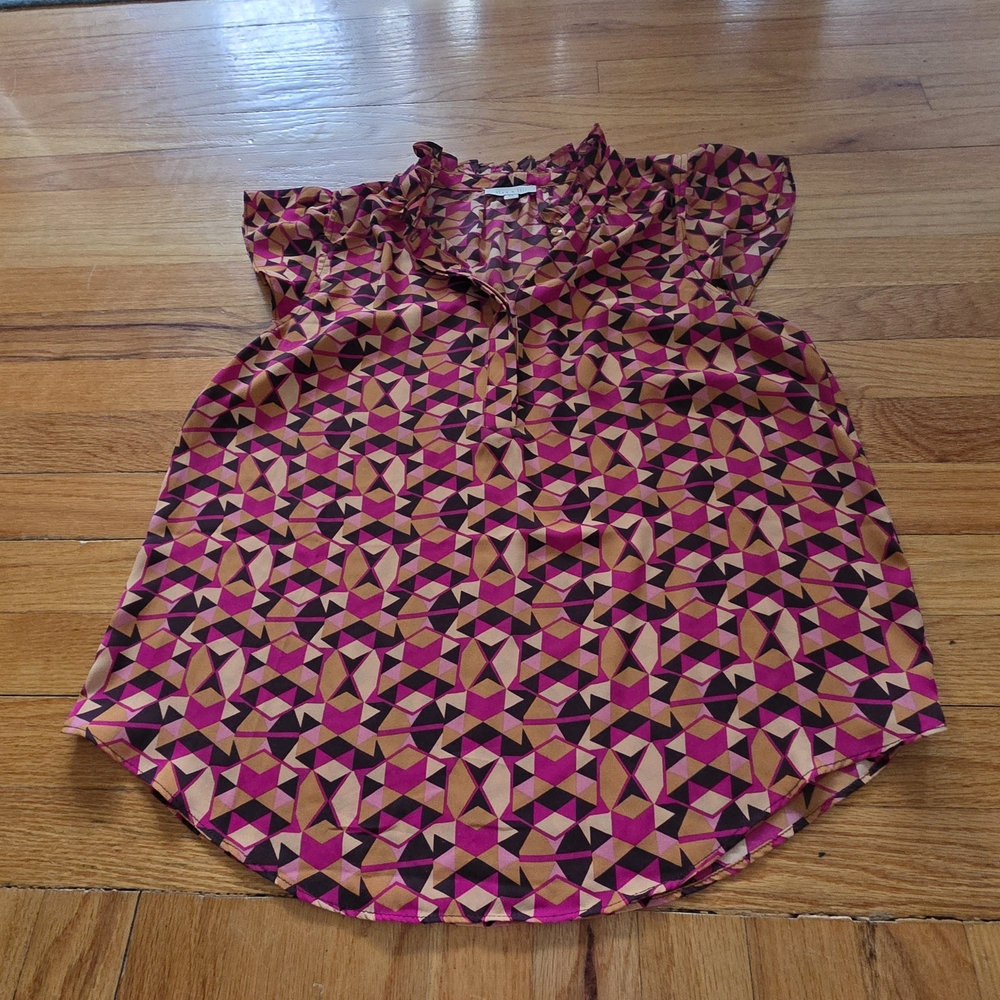 Geometric Pink and Black Women's Top
